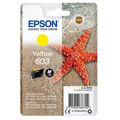 Original Epson 603 Yellow Ink Cartridge (C13T03U44010) T03U4 Starfish