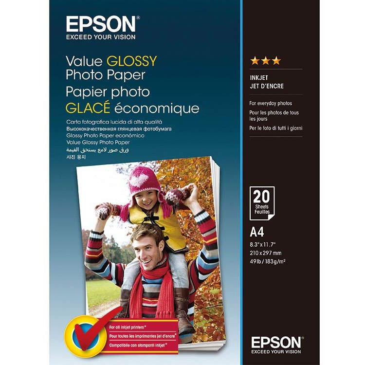 Original Epson 183gsm A4 Glossy Photo Paper - 20 Sheets (C13S400035)