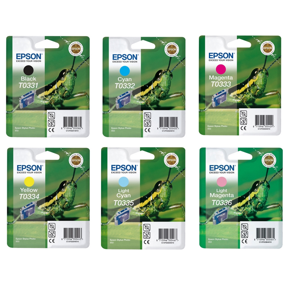 Original Epson T033 C, M, Y, K, LC, LM Multipack Ink Cartridges (T0331 / T033 / T0333 / T0335 / T0336)