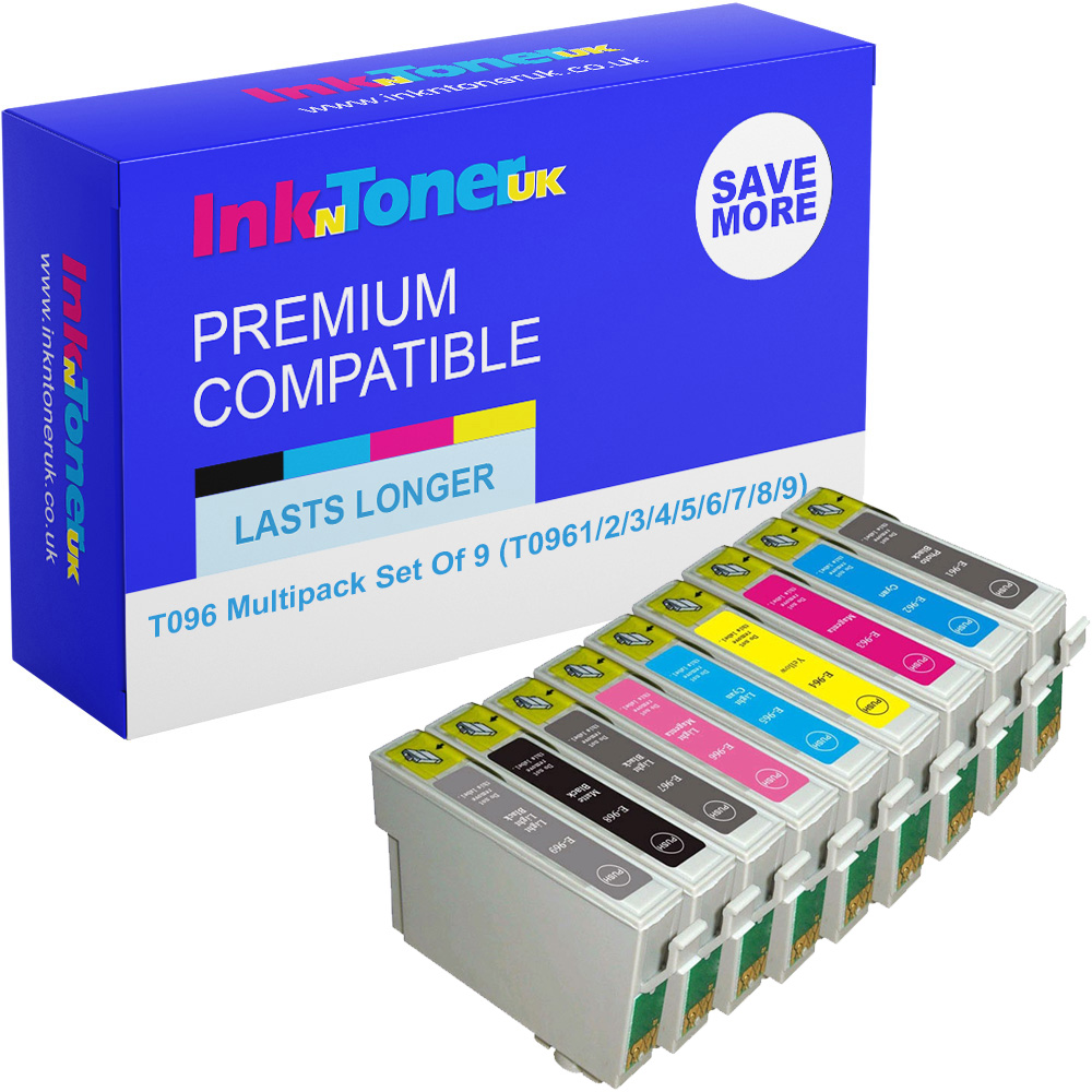 Premium Compatible Epson T096 Multipack Set Of 9 Ink Cartridges (T0961/2/3/4/5/6/7/8/9) Husky