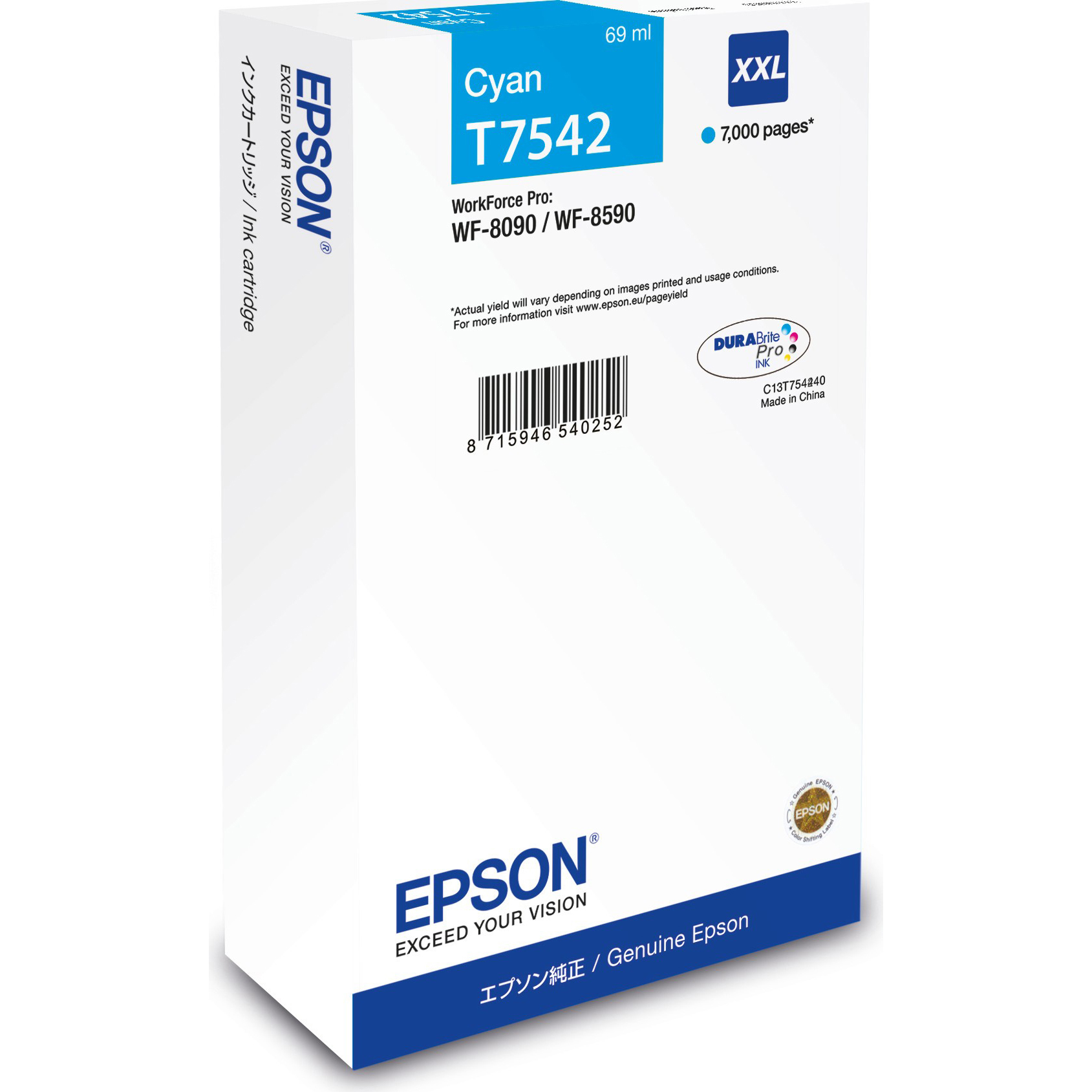 Original Epson T7542XXL Cyan Extra High Capacity Ink Cartridge (C13T754240)