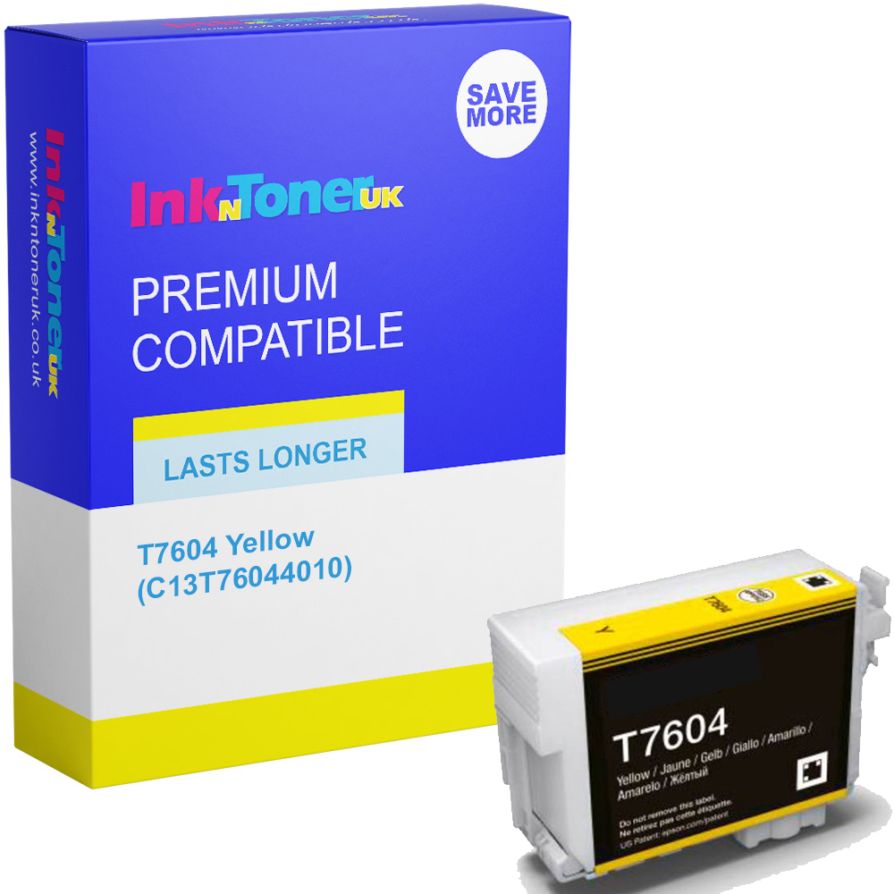 Premium Compatible Epson T7604 Yellow Ink Cartridge (C13T76044010) Killer Whale