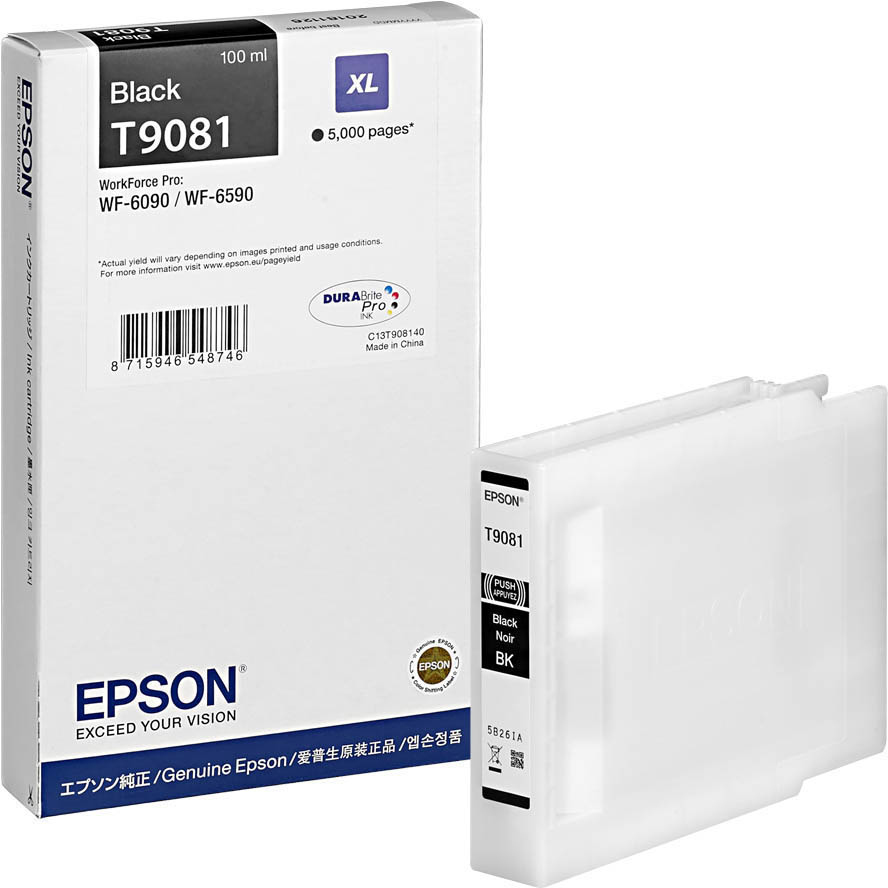 Original Epson T9081XL Black High Capacity Ink Cartridge (C13T908140)