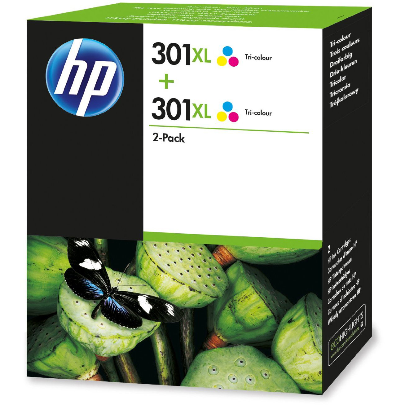 Original HP 301XL Colour Twin Pack High Capacity Ink Cartridges (D8J46AE)