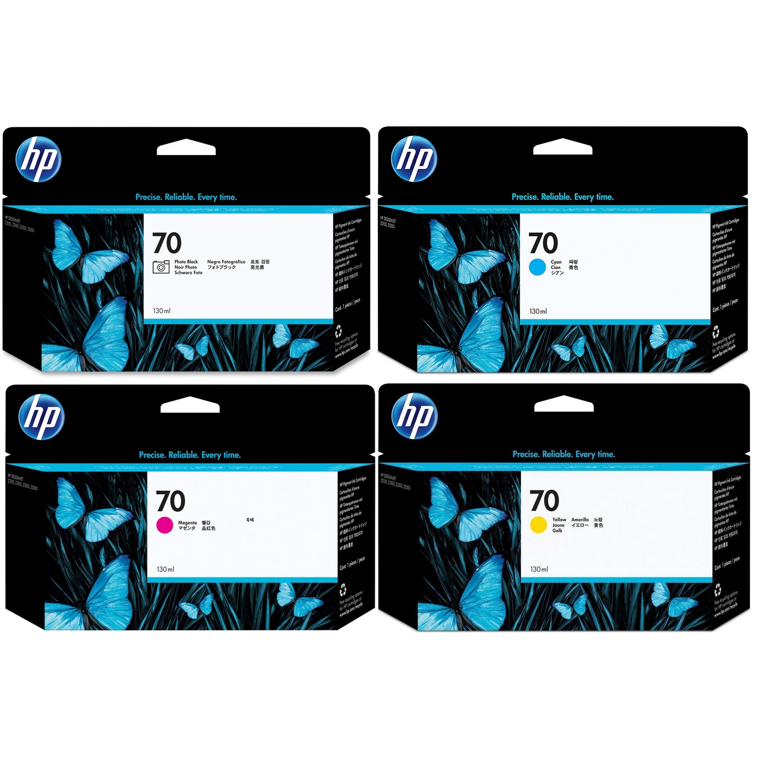 Original HP 70 Multipack 4 Colour Ink Cartridges (C9449A / C9452A / C9453A / C9454A)