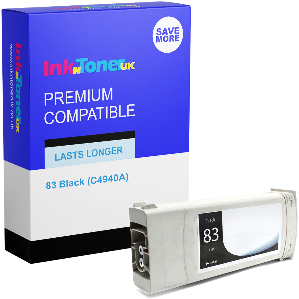 Premium Remanufactured HP 83 Black Ink UV Cartridge (C4940A)
