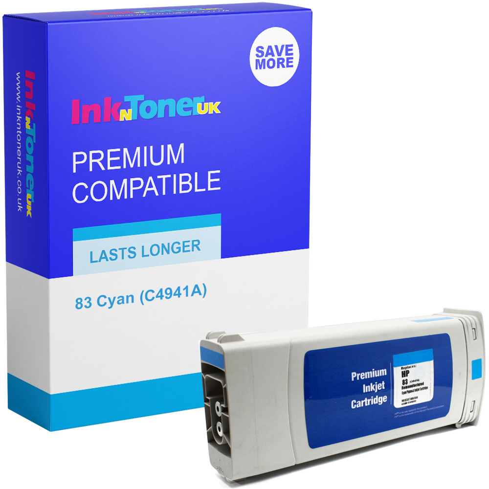 Premium Remanufactured HP 83 Cyan Ink UV Cartridge (C4941A)