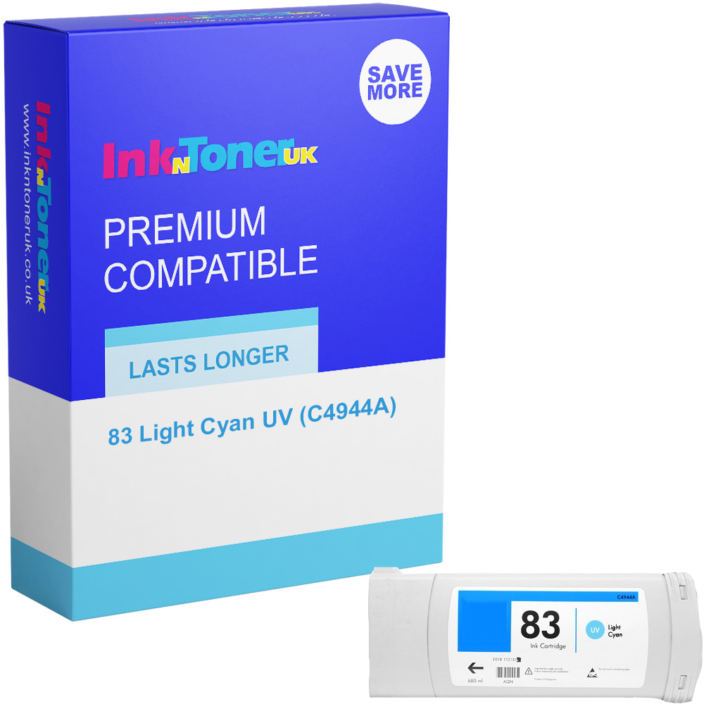Premium Remanufactured HP 83 Light Cyan UV Ink Cartridge (C4944A)