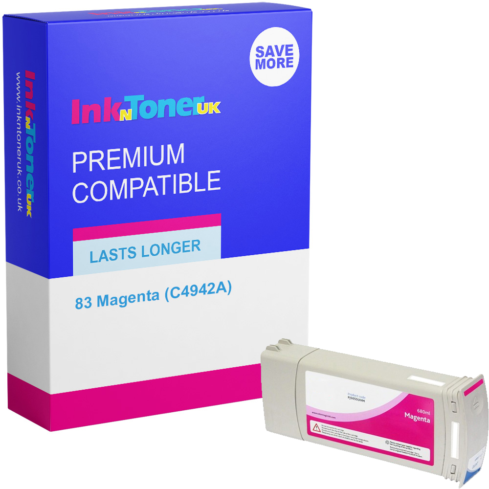 Premium Remanufactured HP 83 Magenta Ink UV Cartridge (C4942A)