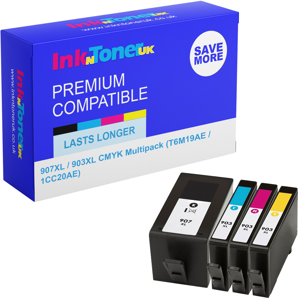 Premium Remanufactured HP 907XL / 903XL CMYK Multipack Ink Cartridges (T6M19AE / 1CC20AE)