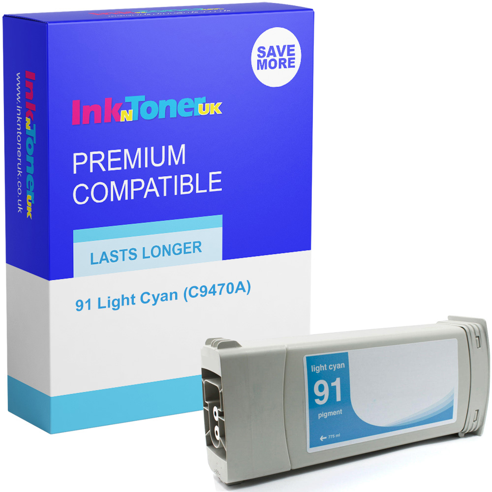 Premium Remanufactured HP 91 Light Cyan Ink Cartridge (C9470A)