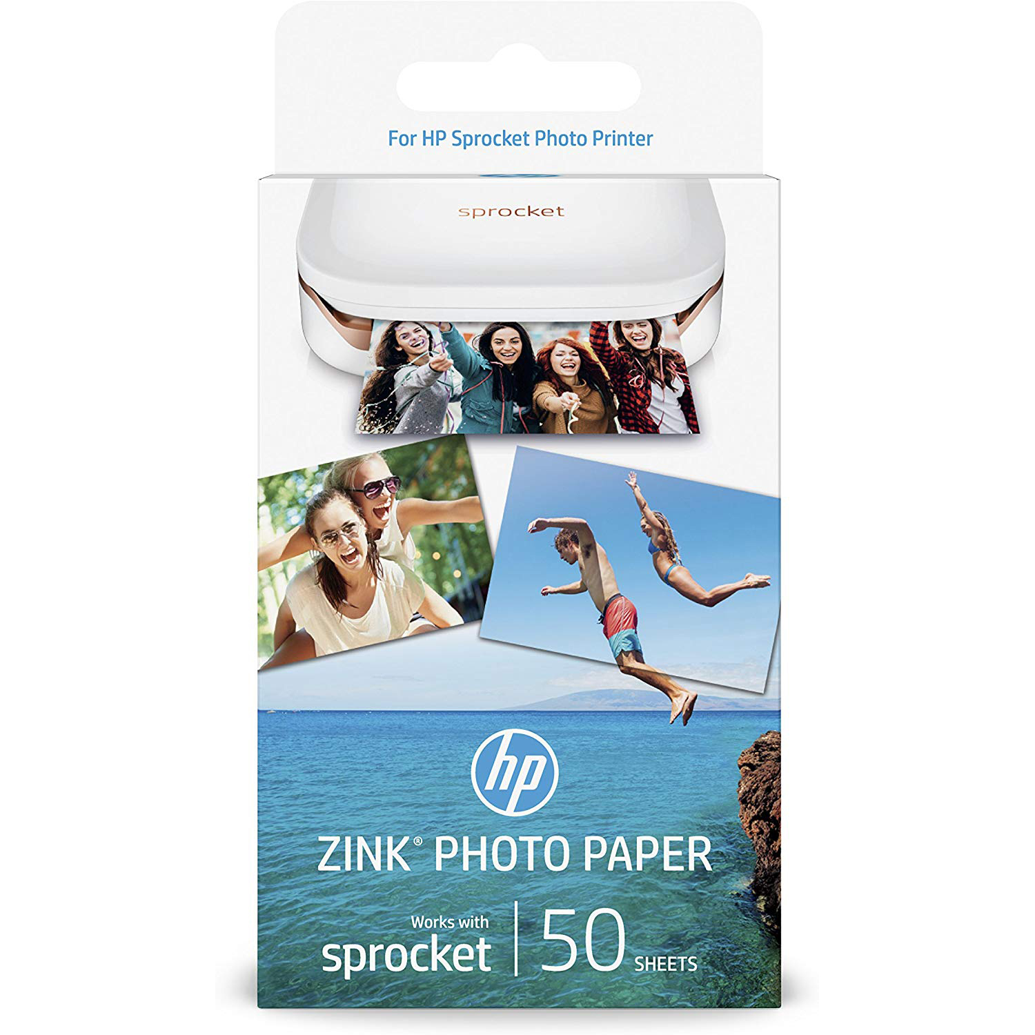Original HP Sprocket 290gsm 2in x 3in Zink Sticky-Backed Photo Paper- 50 Sheets (1DE37A)