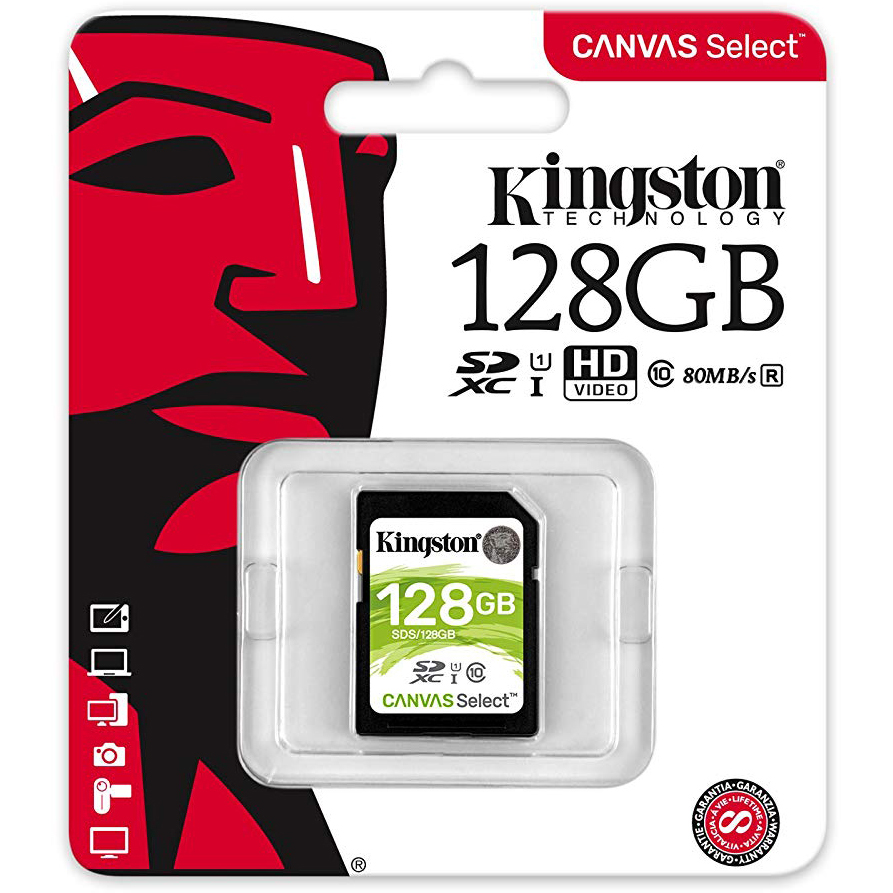 Original Kingston Canvas Select Class 10 128GB SDXC Memory Card (SDS/128GB)
