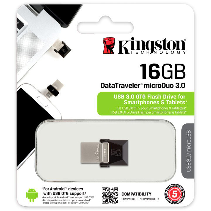 Original Kingston Technology 16GB USB 3.0 Micro Duo Flash Drive (DTDUO3/16GB)