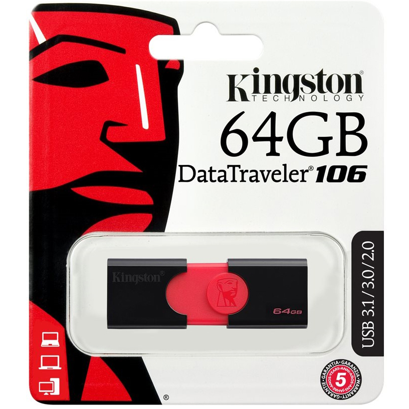 Original Kingston DataTraveler 106 64GB USB 3.0 Flash Drive (DT106/64GB)