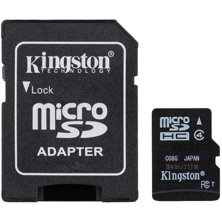 Original Kingston Class 4 8GB MicroSDHC Memory Card and SD Adaptor (SDC4/8GB)