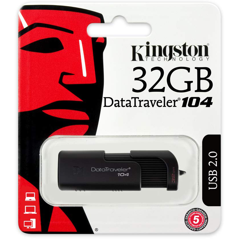 Original Kingston DataTraveler 104 32GB Black USB 2.0 Flash Drive (DT104/32GB)