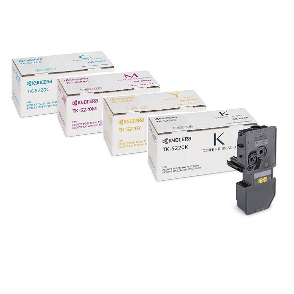 Original Kyocera TK-5220 CMYK Multipack Toner Cartridges (1T02R90NL1/ 1T02R9CNL1/ 1T02R9BNL1/ 1T02R9ANL1)