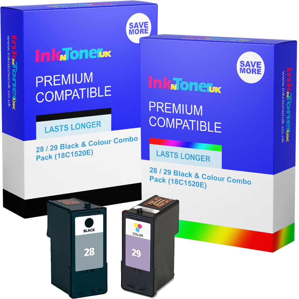 Premium Remanufactured Lexmark 28 / 29 Black & Colour Combo Pack Ink Cartridges (18C1520E)