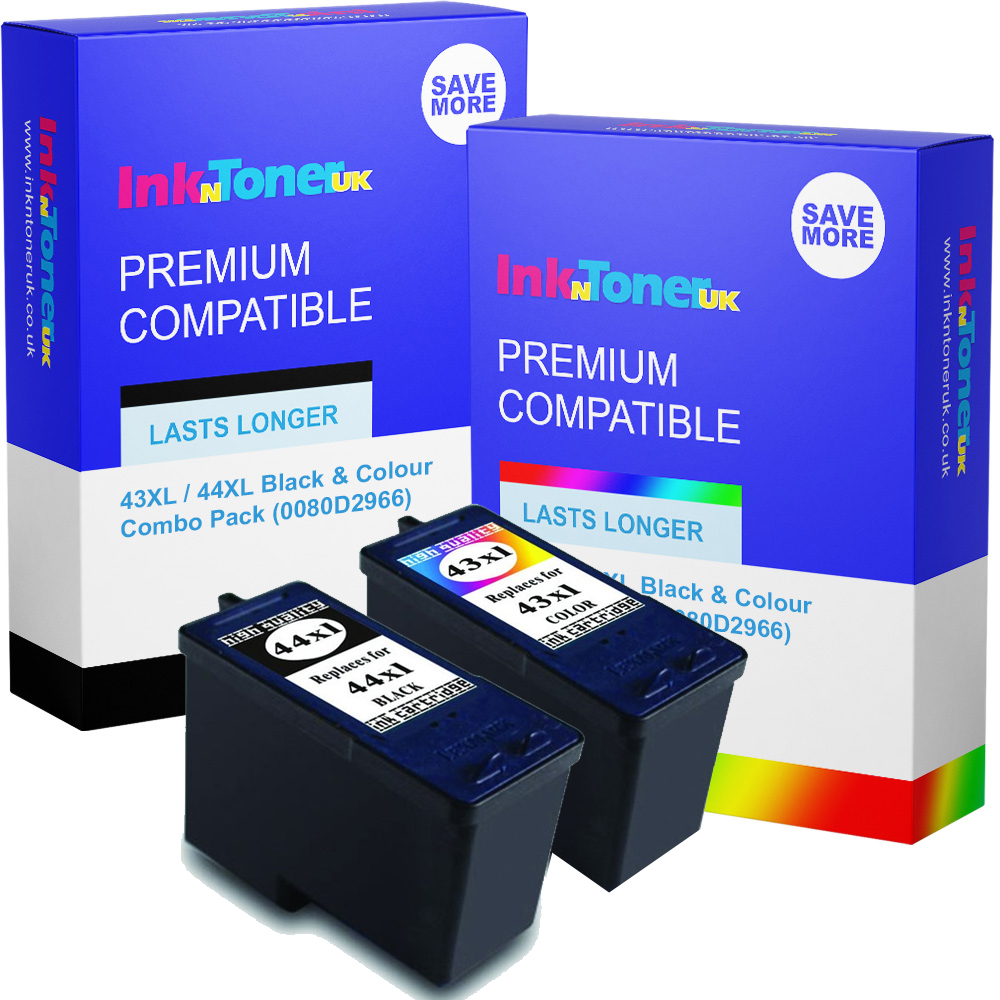 Premium Remanufactured Lexmark 43XL / 44XL Black & Colour Combo Pack Ink Cartridges (0080D2966)