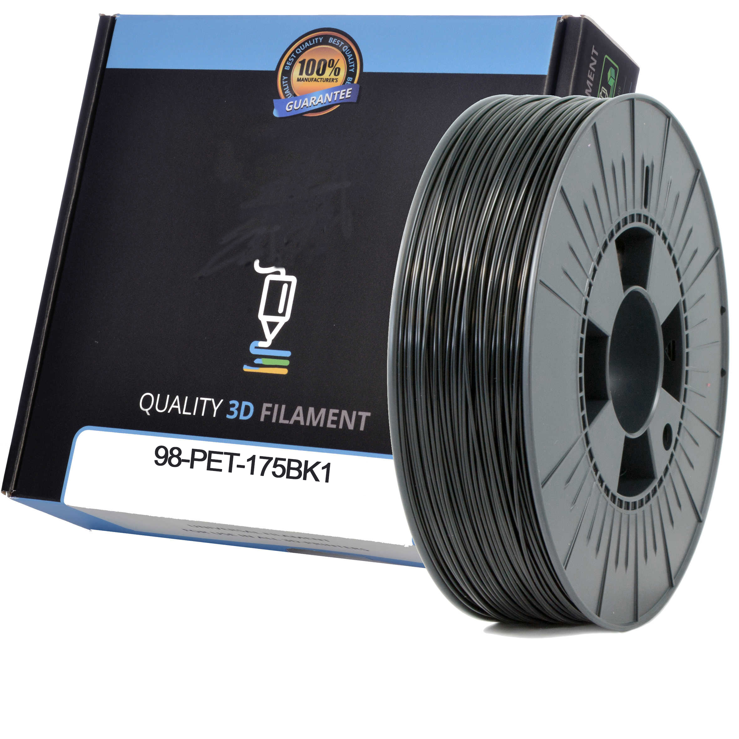Premium Compatible PETG 1.75mm Black 0.5kg 3D Filament (98-PET-175BK1)