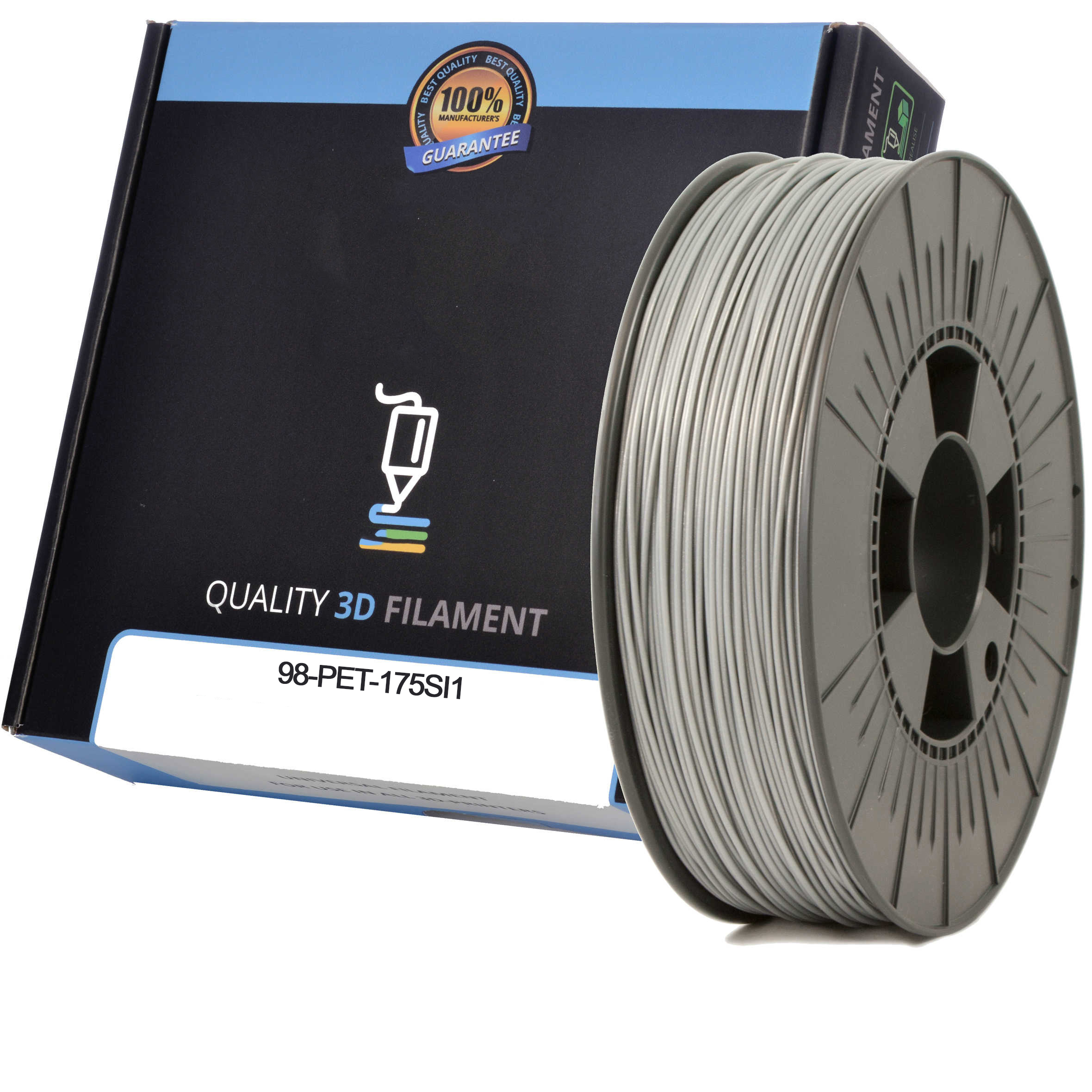 Premium Compatible PETG 1.75mm Silver 0.5kg 3D Filament (98-PET-175SI1)