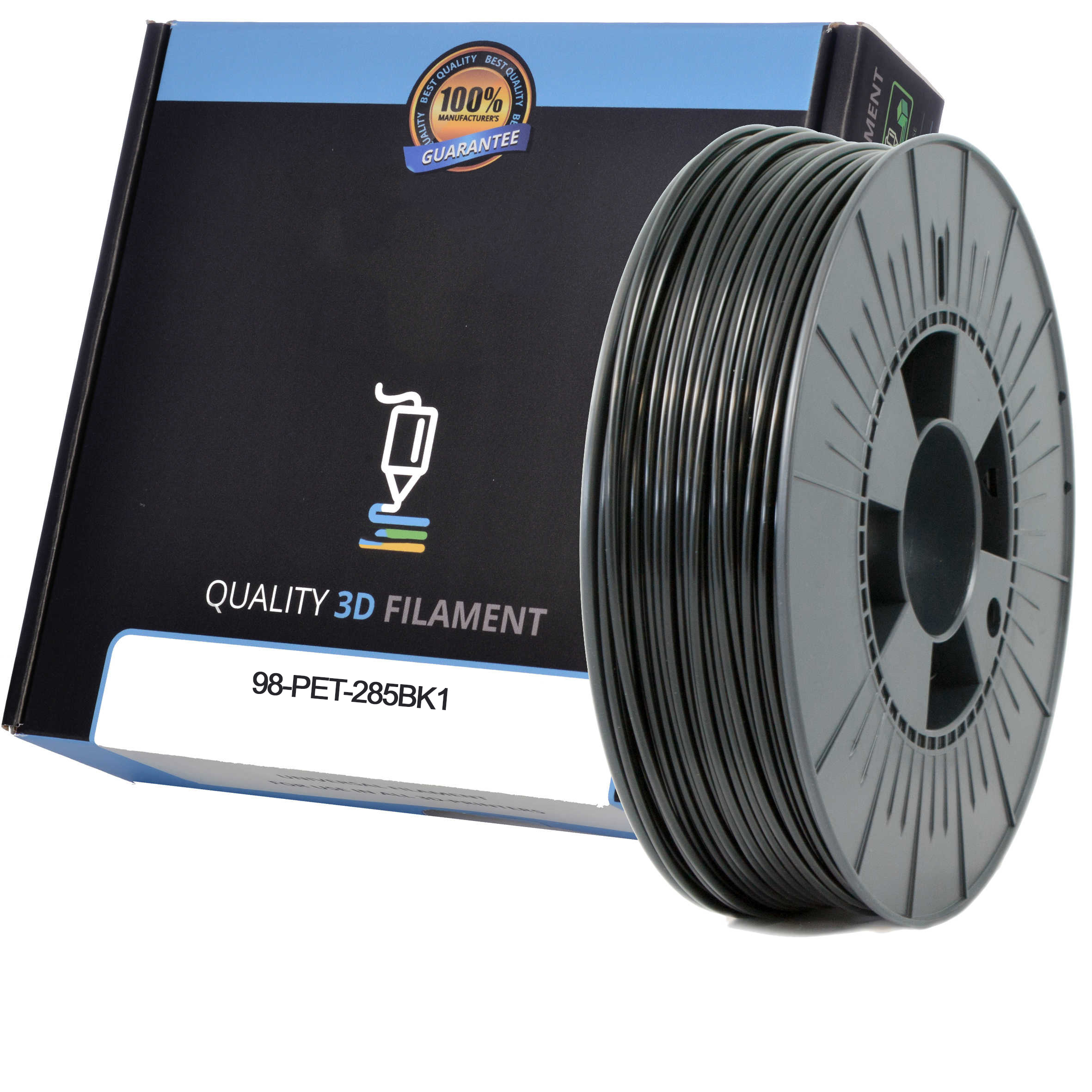 Premium Compatible PETG 2.85mm Black 0.5kg 3D Filament (98-PET-285BK1)