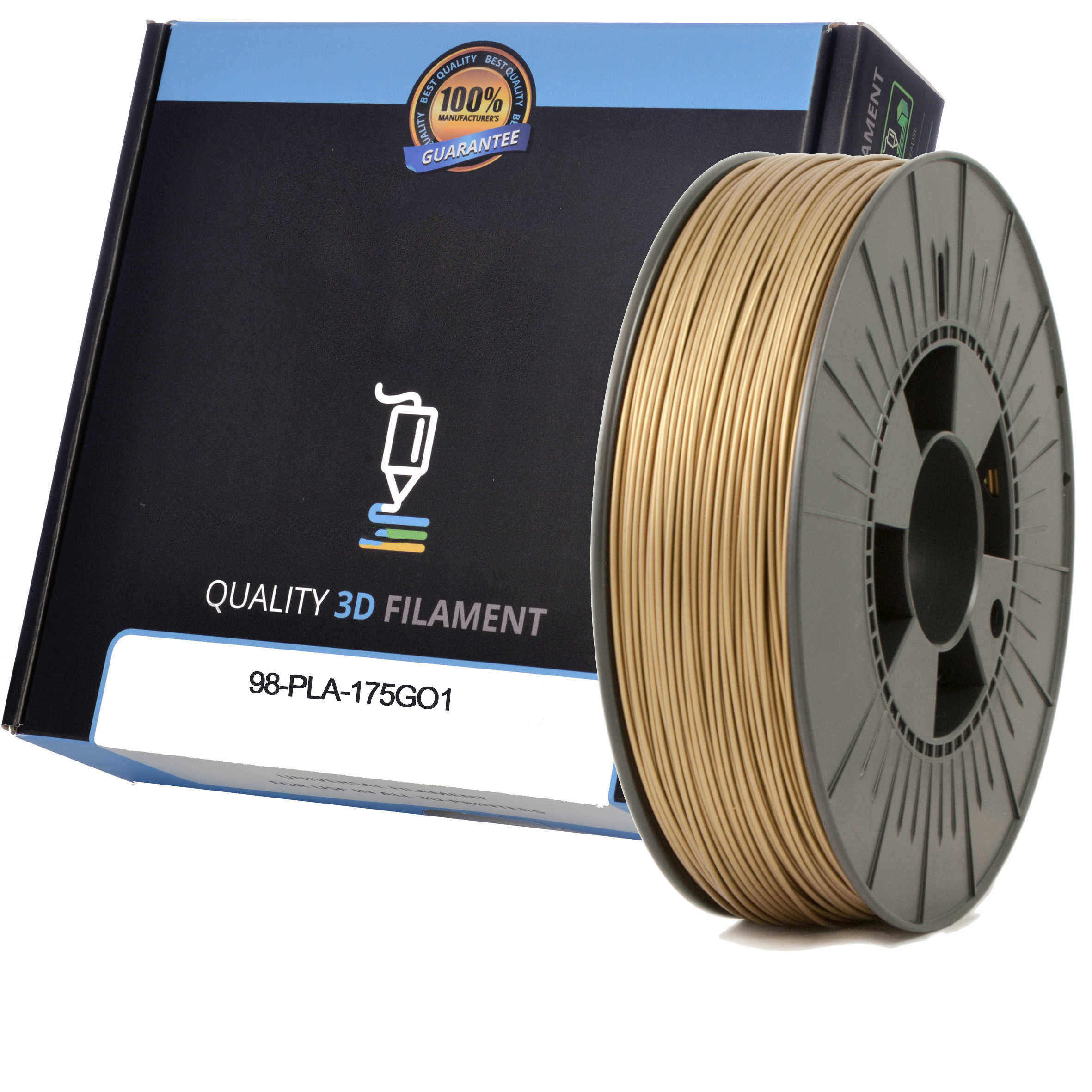 Premium Compatible PLA 1.75mm Bronze Gold 0.5kg 3D Filament (98-PLA-175GO1)