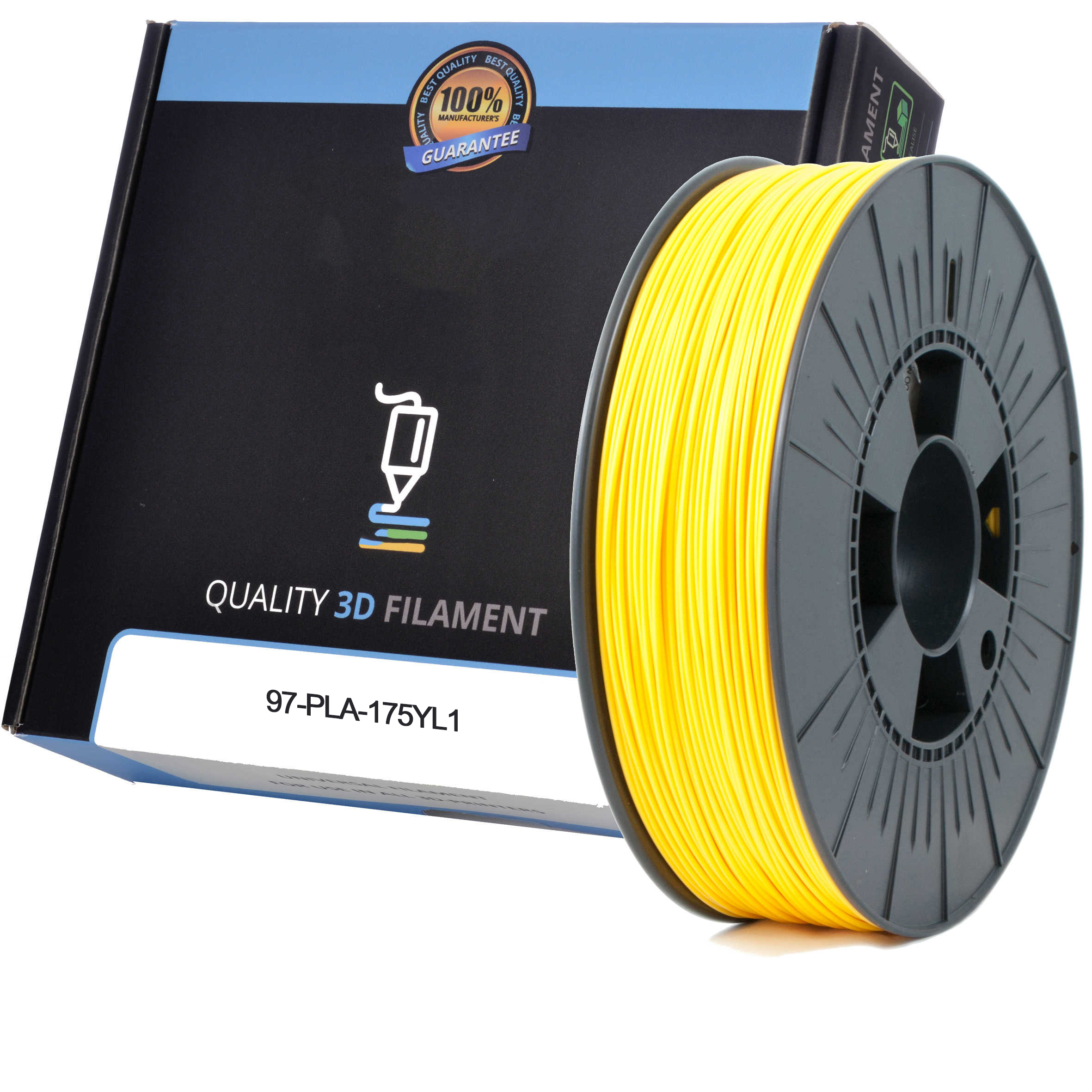 Premium Compatible PLA 1.75mm Yellow 1kg 3D Filament (97-PLA-175YL1)