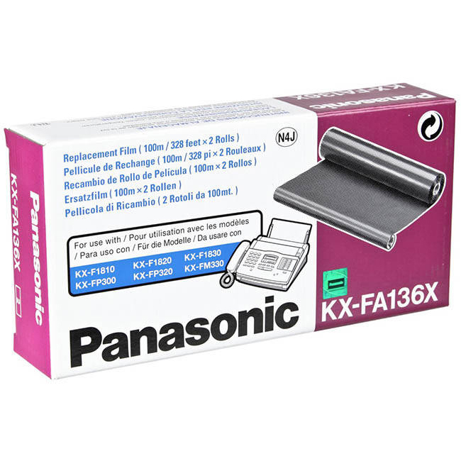 Original Panasonic KX-FA135X Black Twin Pack Ink Film Ribbons (KX-FA136X)