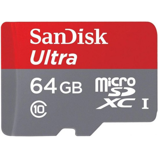 Original SanDisk Ultra Class 10 64GB MicroSDXC Memory Card + SD Adapter (SDSQUAR064GGN6IA)