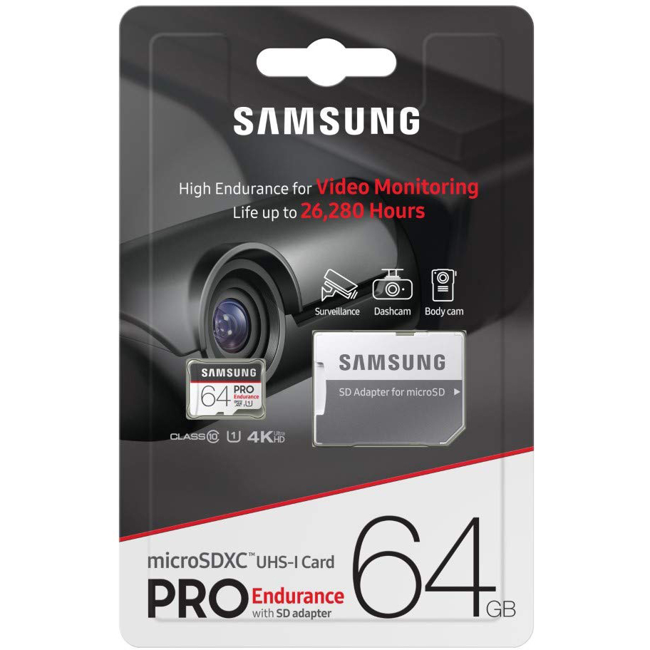 Original Samsung Pro Endurance 64GB microSDXC Memory Card + Adapter (MB-MJ64GA/EU)