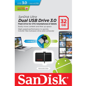 Original SanDisk 32GB Ultra Dual USB 3.0 Flash Drive (SDDD2-032G-GAM46)