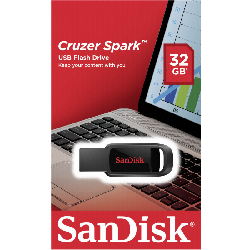 Original SanDisk Cruzer Spark 32GB USB 2.0 Flash Drive (SDCZ61-032G-G35)
