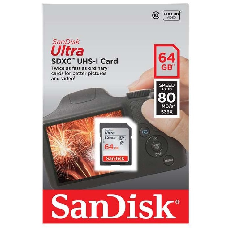 Original SanDisk Ultra Class 10 64GB SDXC Memory Card (SDSDUNC064GG46IN)