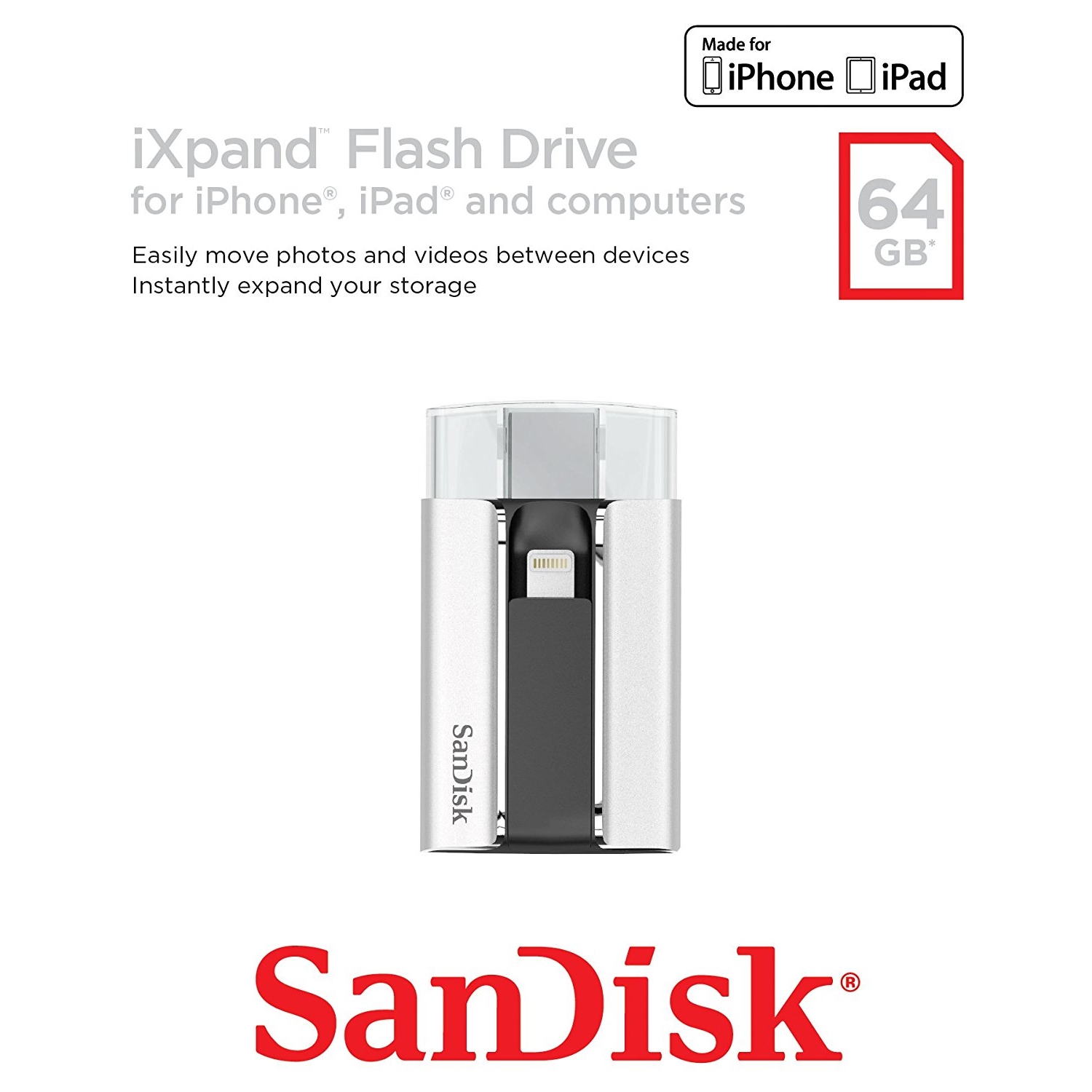 Original SanDisk iXpand 64GB USB 2.0 Flash Drive (SDIX-064G-G57)