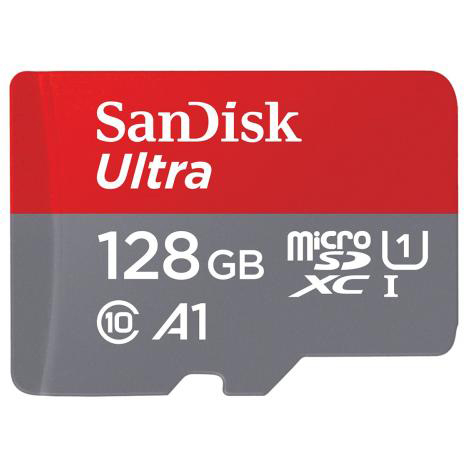 Original SanDisk Ultra Class 10 128GB MicroSDXC + 2 Pack SD Adapter Flash Memory Card (SDSQUA4-128G-GN6MT)