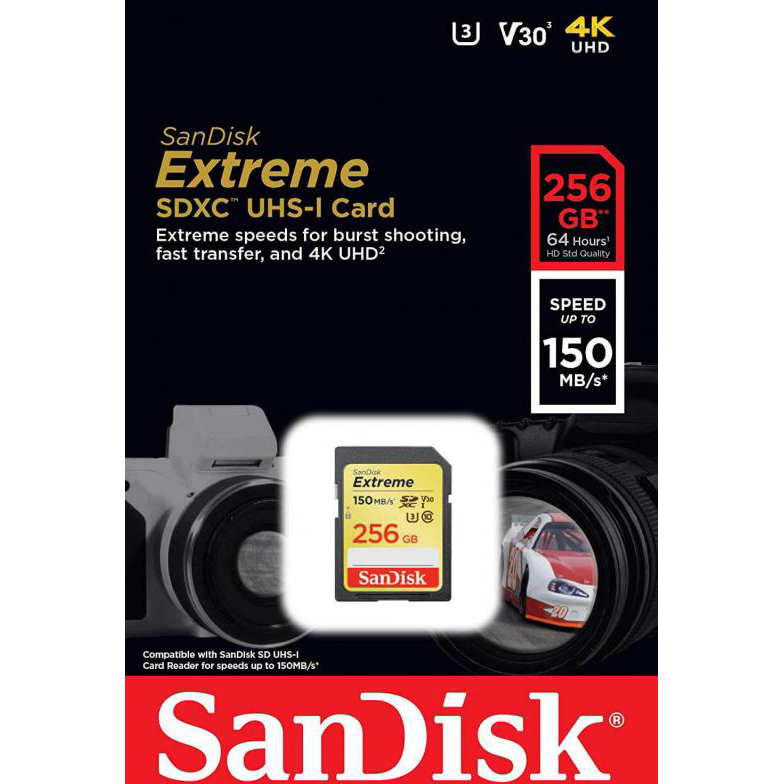 Original SanDisk Extreme Class 10 256GB SDXC Memory Card (SDSDXV5-256G-GNCIN)
