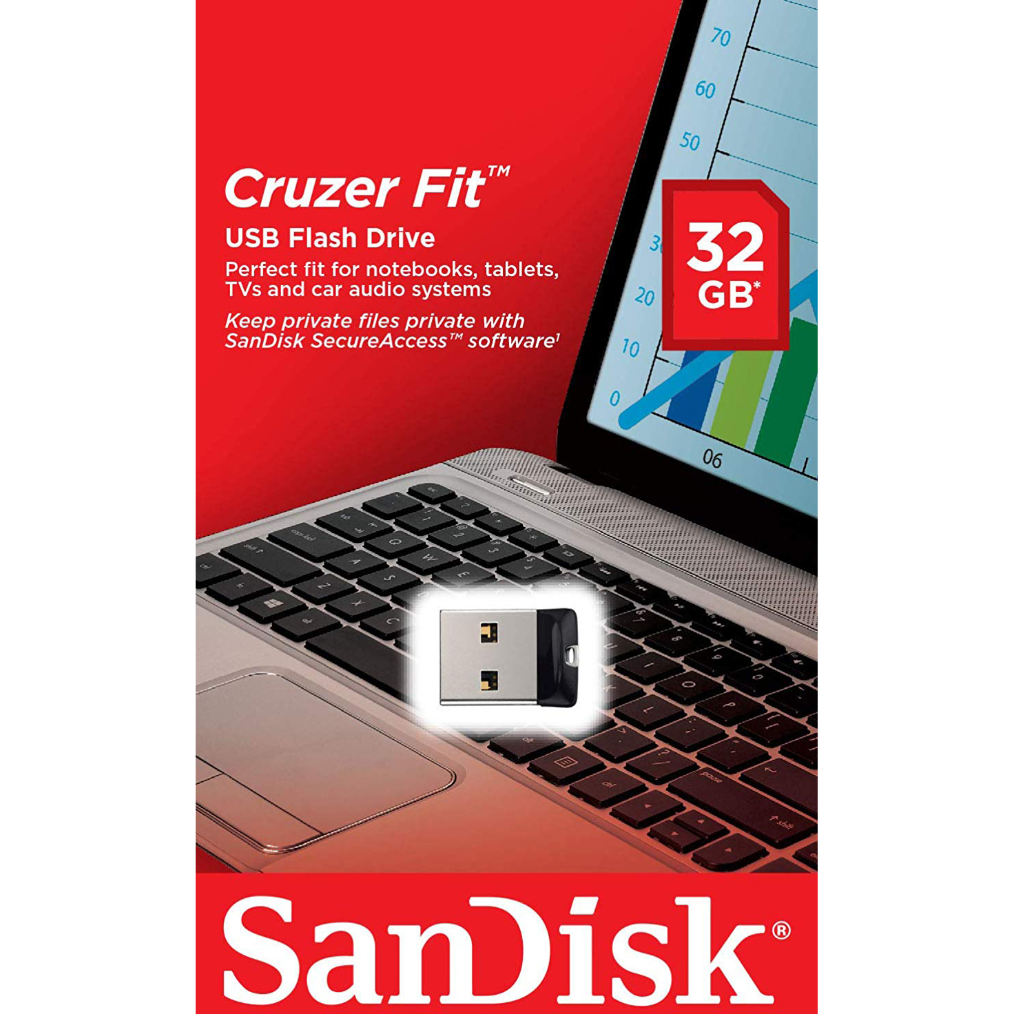 Original SanDisk Cruzer Fit 32GB Black USB 2.0 Flash Drive (SDCZ33-032G-G35)