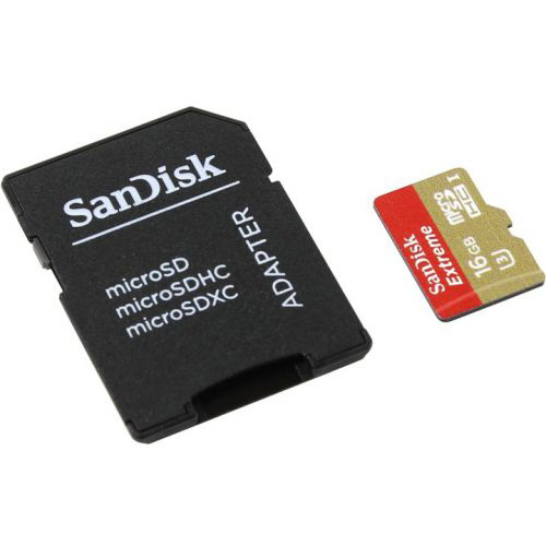 Original SanDisk Extreme 16GB MicroSDHC Memory Card + SD Adapter (SDSDQXN-016G-G46)