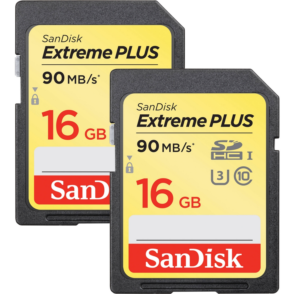 Original SanDisk Extreme Plus 16GB SDHC Memory Card 2-Pack (SDSDXSF-016G-GNC)