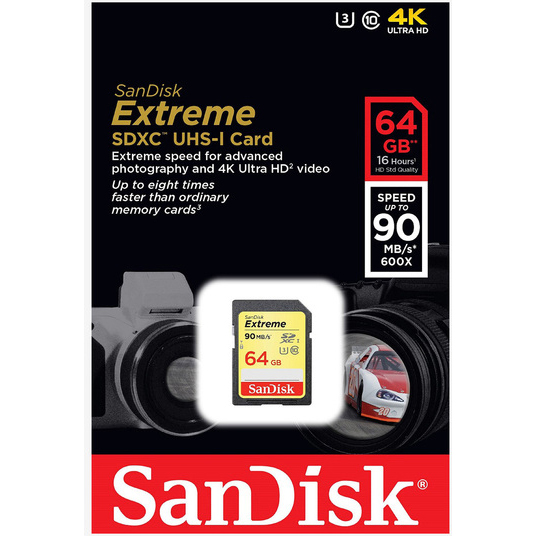 Original SanDisk Extreme Class 10 64GB SDXC Memory Card (SDSDXNE064GGNCIN)