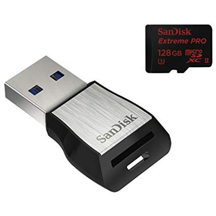 Original SanDisk Extreme Pro 128GB microSDXC Memory Card with USB 3.0 Reader (SDSQXPJ-128G-GN6)