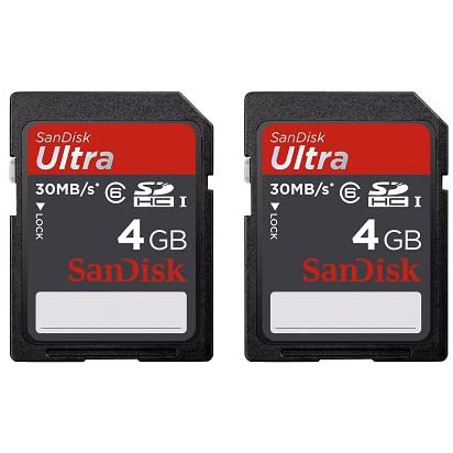 Original SanDisk Ultra 4GB SDHC Memory Card Twin Pack (SDSDH-004G-U46L2)