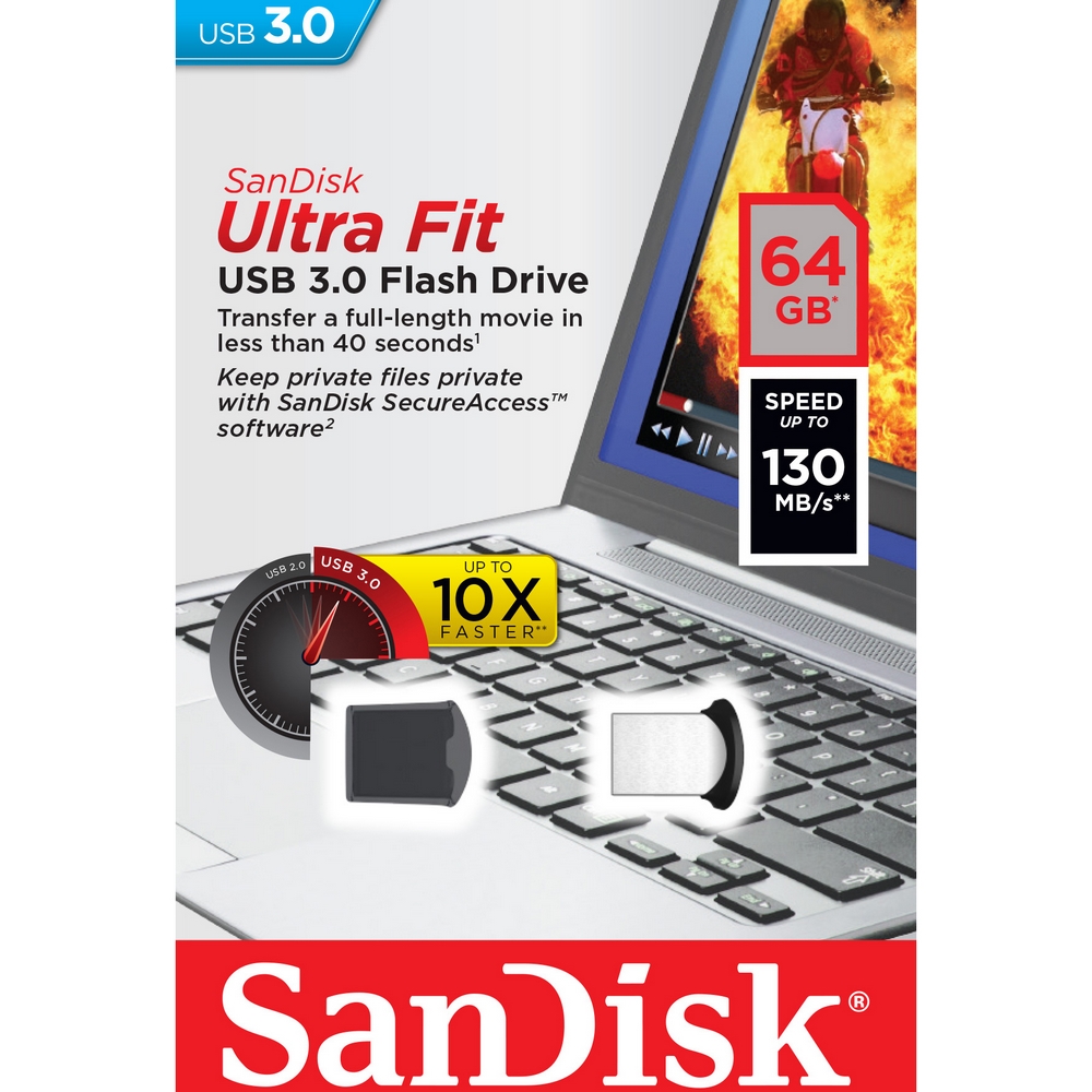 Original SanDisk Ultra Fit 64GB USB 3.0 Flash Drive (SDCZ43-064G-G46)