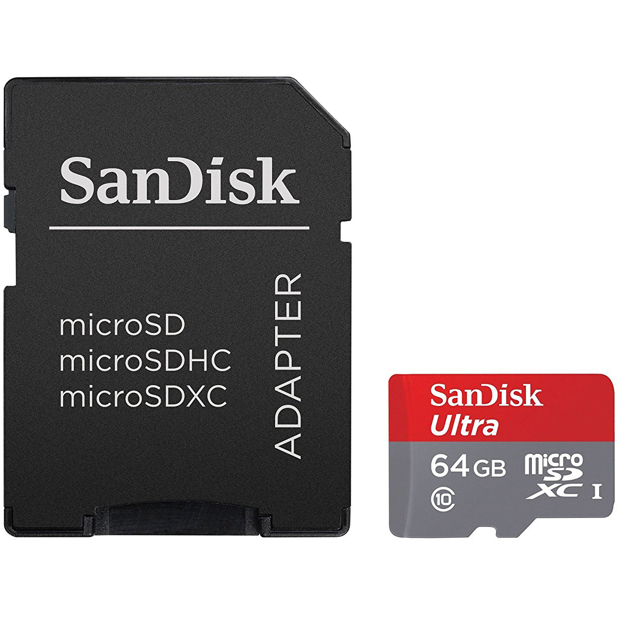 Original SanDisk Ultra Class 10 64GB MicroSDXC Memory Card with Adaptor (SDSQUAR-064G-GN6MA)