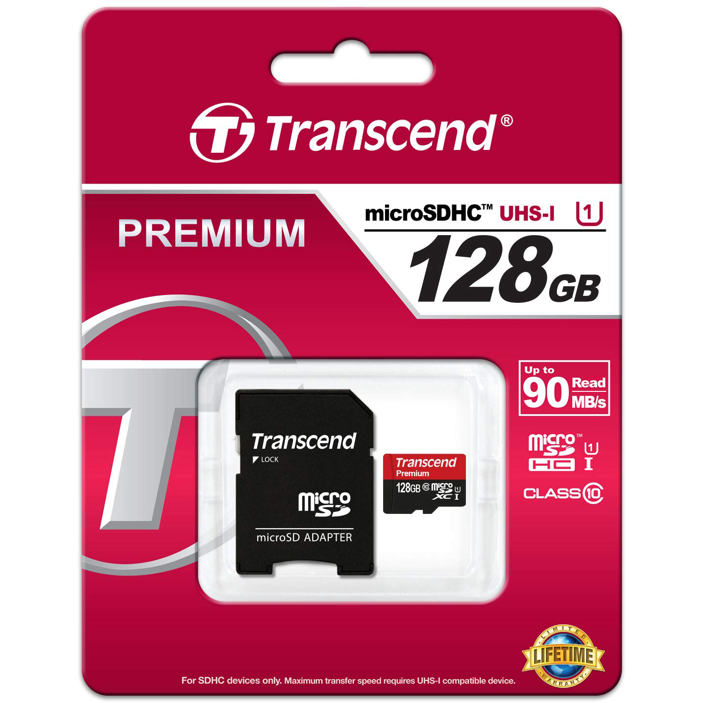 Original Transcend Premium Class 10 128GB SDXC Memory Card (TS128GSDU1)