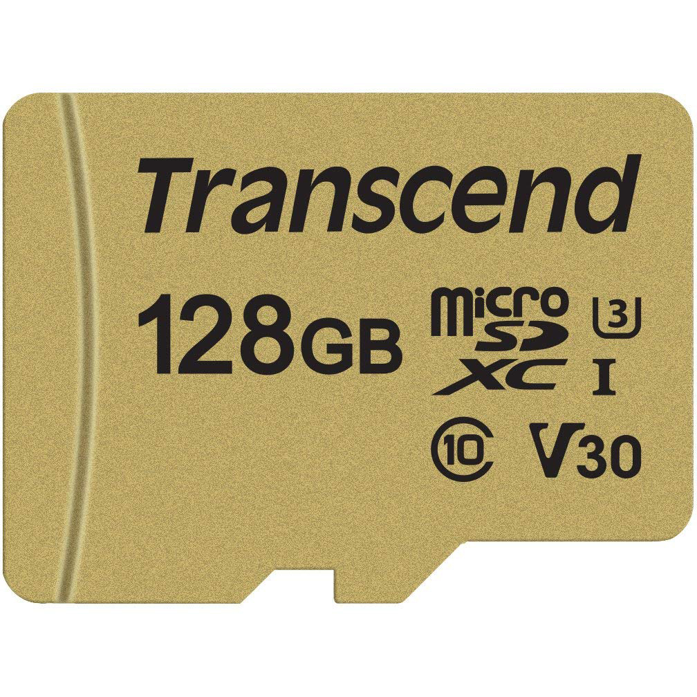 Original Transcend Class 10 128GB microSDXC Memory Card (TS128GUSD500S)