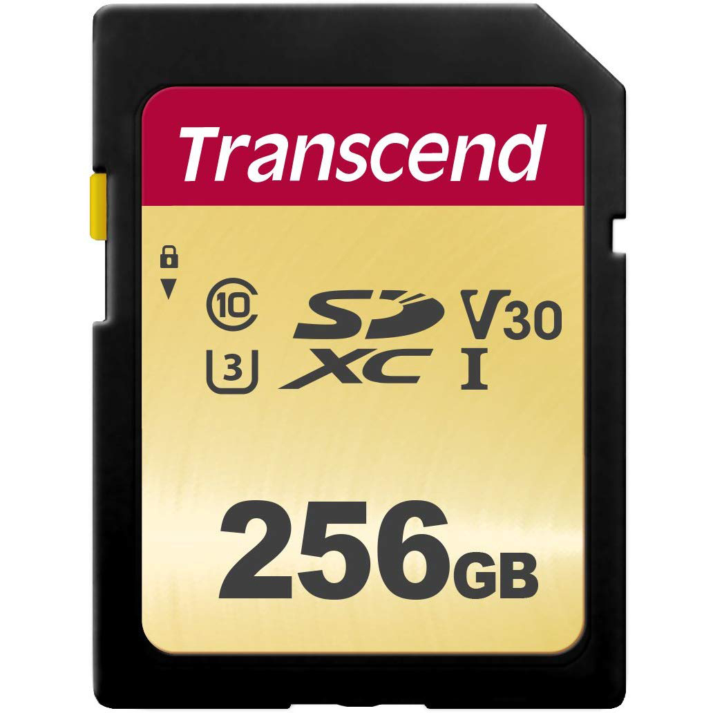 Original Transcend 500s Class 10 256GB SDXC Memory Card (TS256GSDC500S)