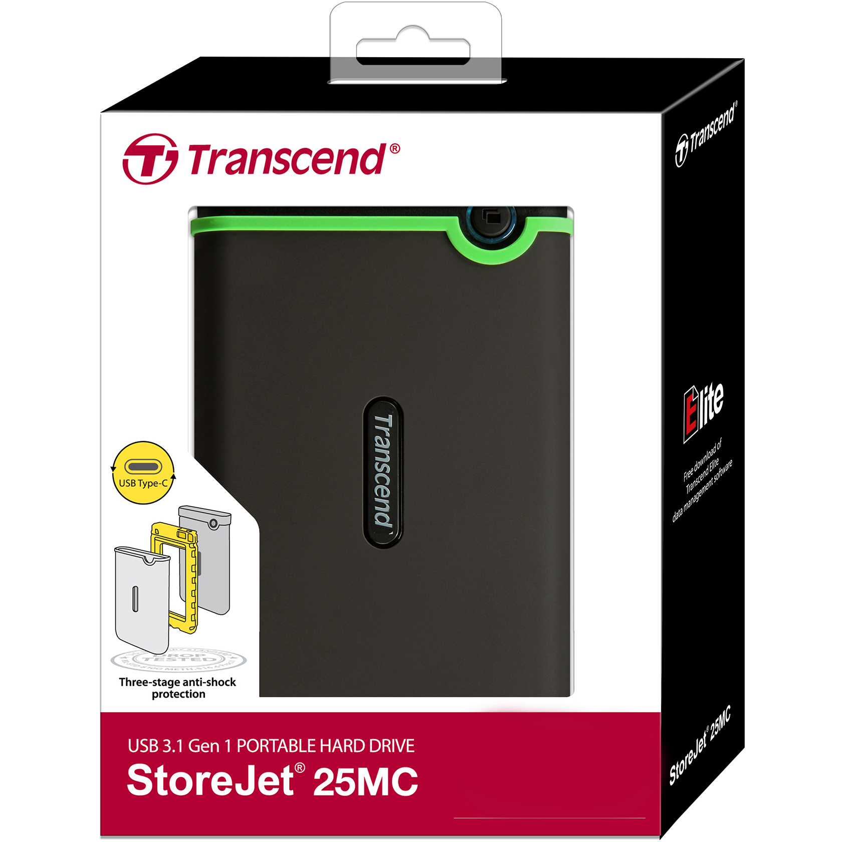 Original Transcend StoreJet 2TB USB Type-C External Hard Drive (TS2TSJ25MC)
